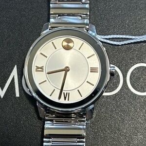 Movado Bold Trend Watch With 32mm Silver Face & Silver Bracelet